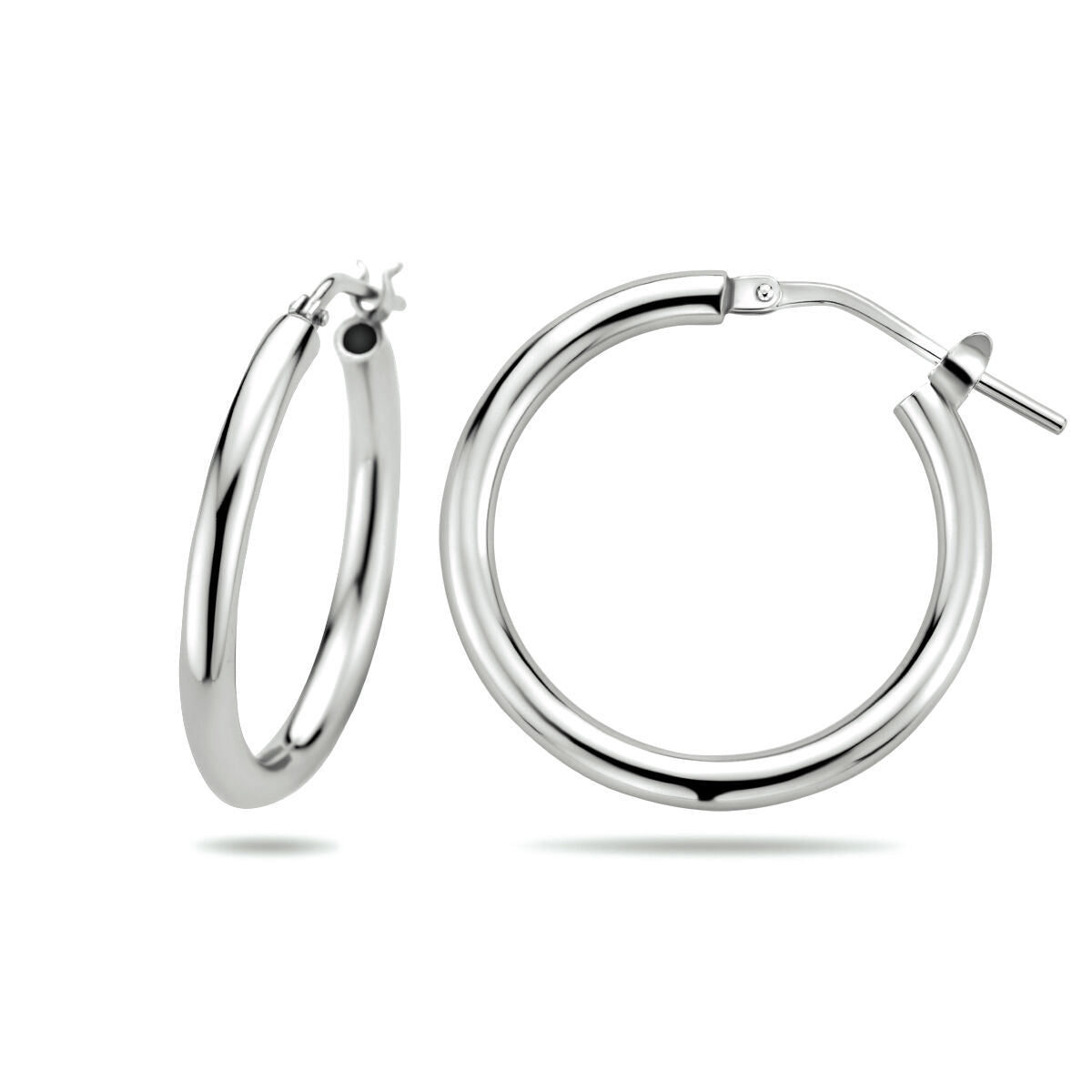 aros tubo redondo de plata rodiado
