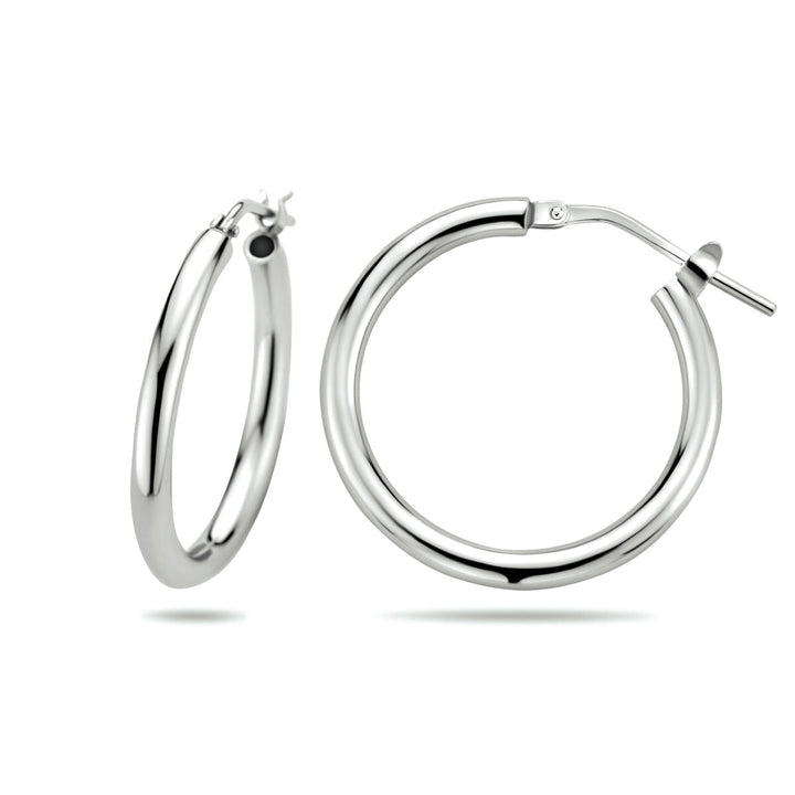 aros tubo redondo de plata rodiado