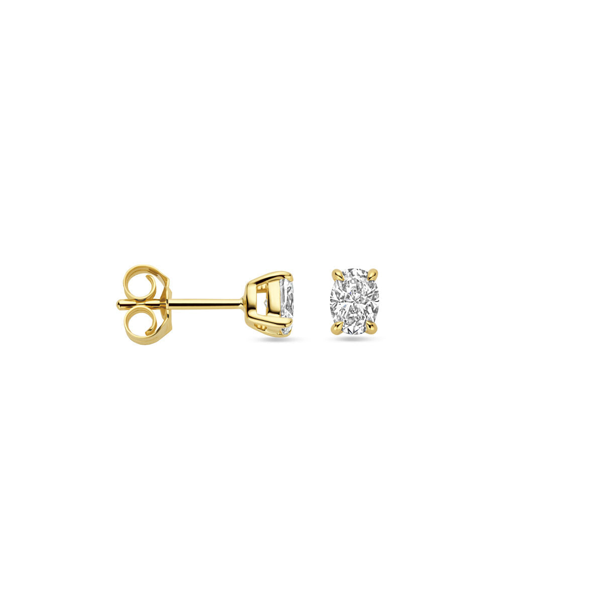 pendientes de botón diamante cultivado en laboratorio 0.5ct. (2x 0.25ct) h si 14K oro amarillo