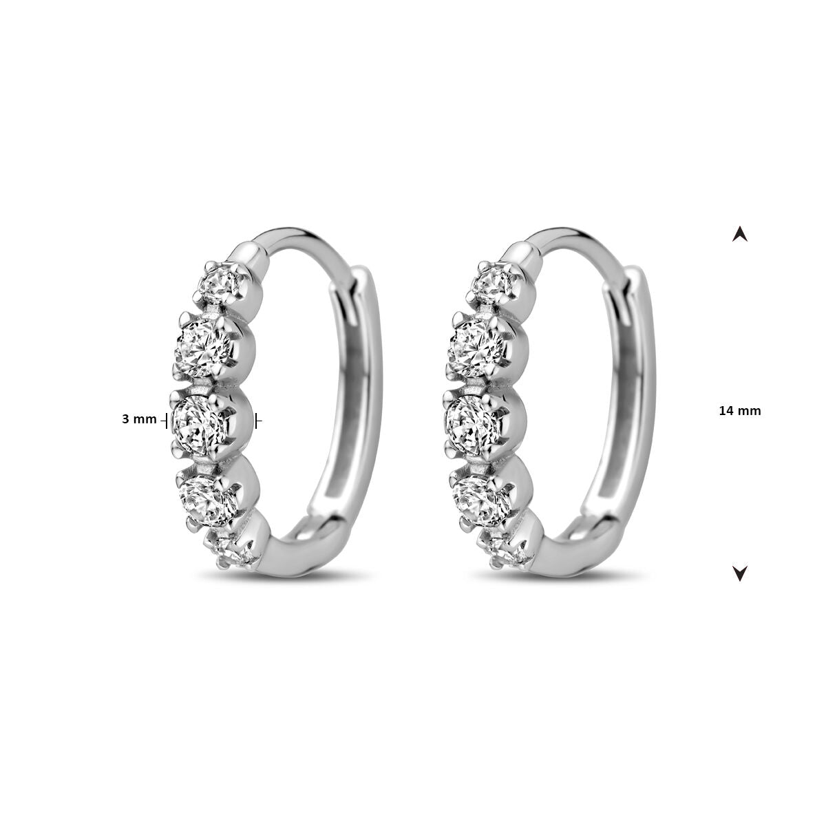 aros de circonita 14 mm plata rodiado