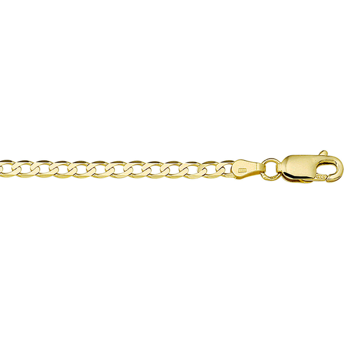 cadena gourmette de 6 lados de 3,3 mm en oro amarillo de 14 quilates.