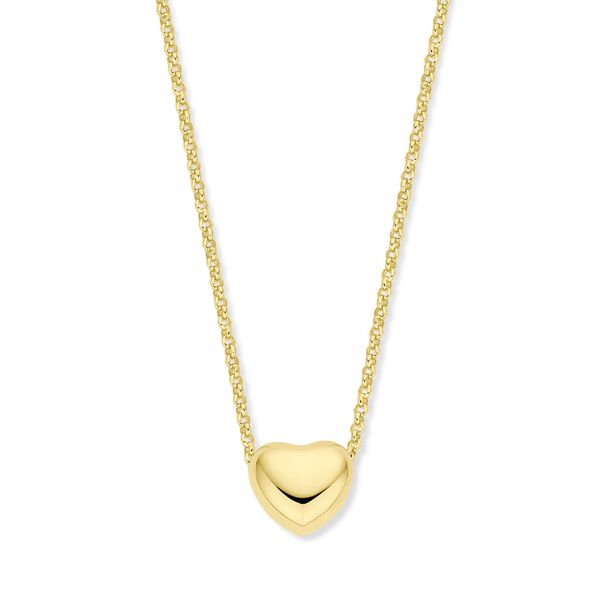 Collar de cadena dorada con colgante en forma de corazón, de 1,5 mm de grosor y 40 + 5 cm de longitud.