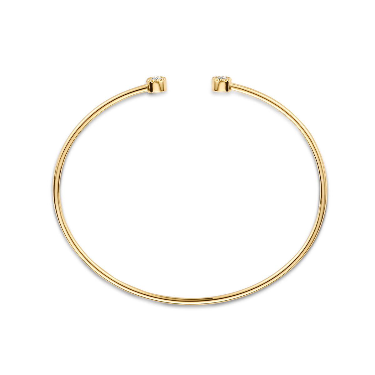 Pulsera rígida de oro amarillo de 14K con un diamante de 0.19ct H SI.