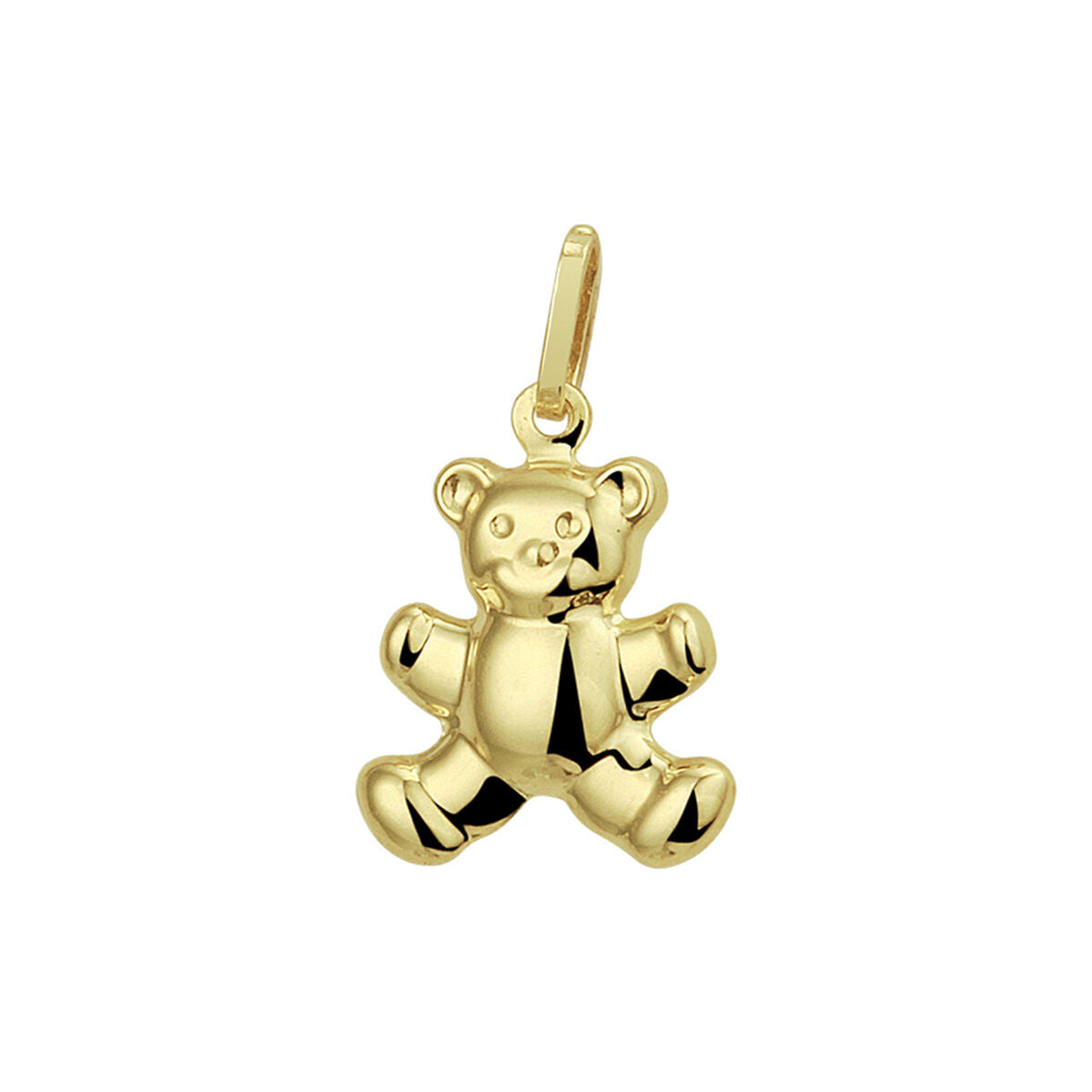 Colgante de oso en oro amarillo de 14 quilates con acabado brillante.