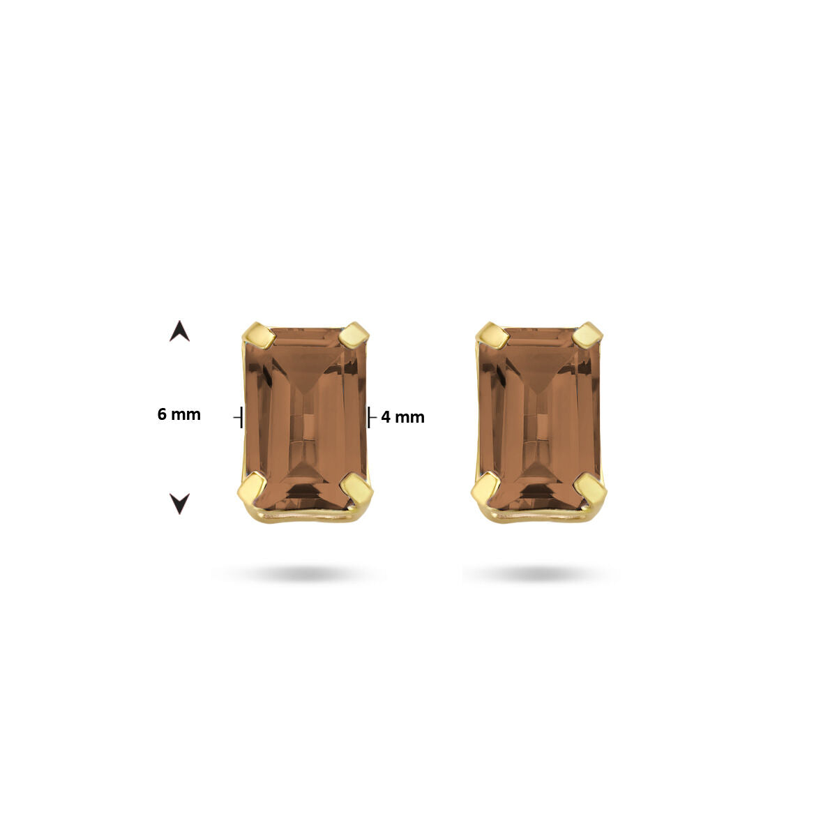 pendientes de botón de cuarzo ahumado 14K oro amarillo