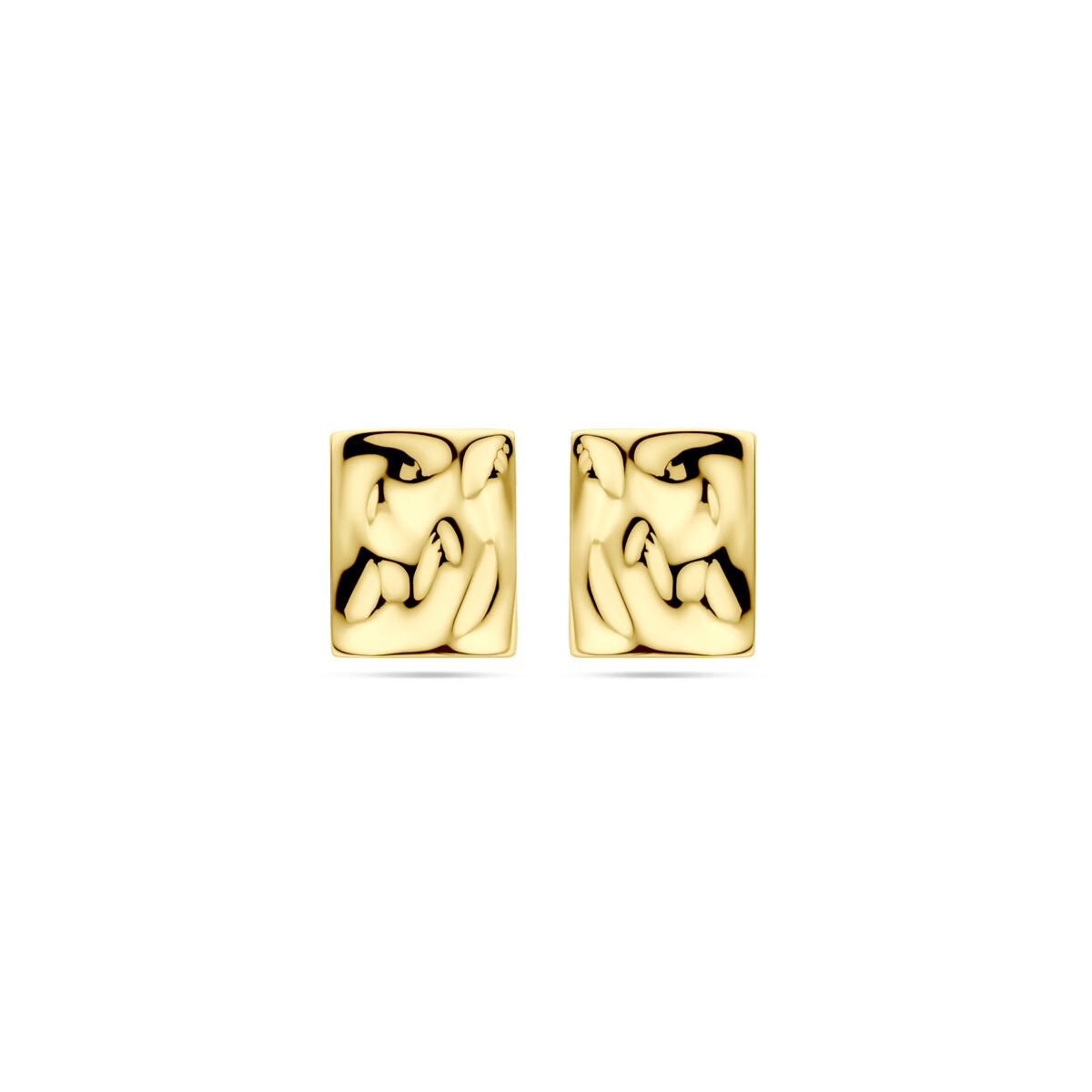 Pendientes de aro dorados de 15 mm con acabado martillado.