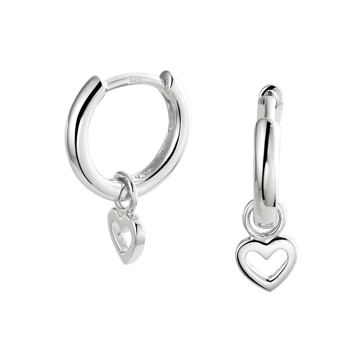 aros corazón plata rodiado