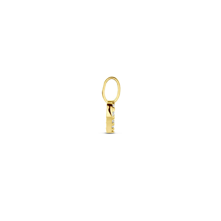 De Van der Kooij Collectie hanger hartje zirkonia 10,5 mm in 14K geelgoud heeft een sprankelend hartvormig ontwerp met zirkonia steentjes, weergegeven tegen een effen witte achtergrond.