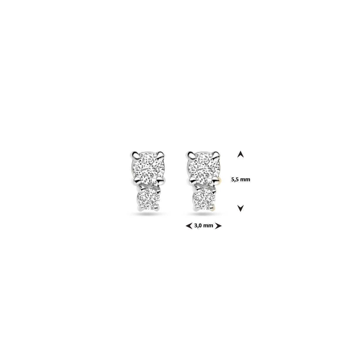 pendientes diamante 0.26ct (2x 0.13ct) h si 5,5 mm 18K oro blanco