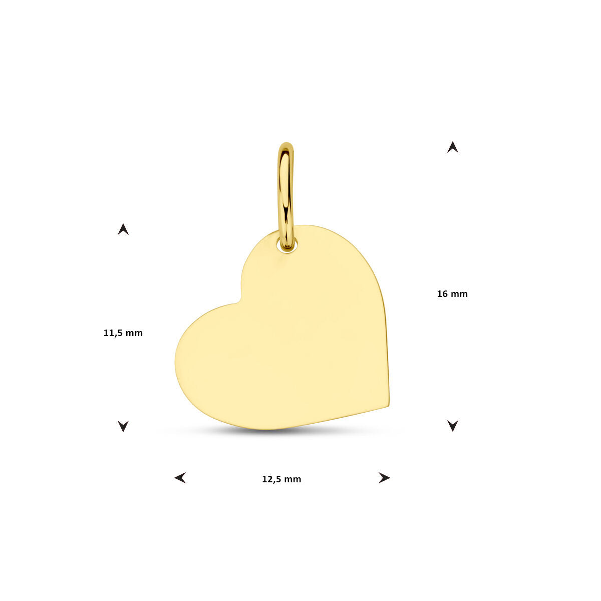 colgante en forma de corazón 14K oro amarillo