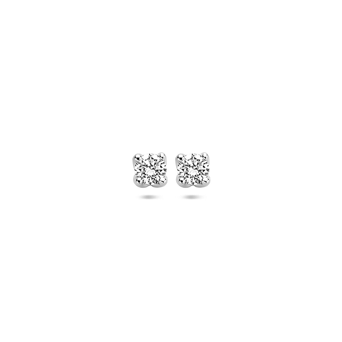 Pendientes de primera puesta con diamantes lab grown de 0,20 ct en oro blanco de 14K.