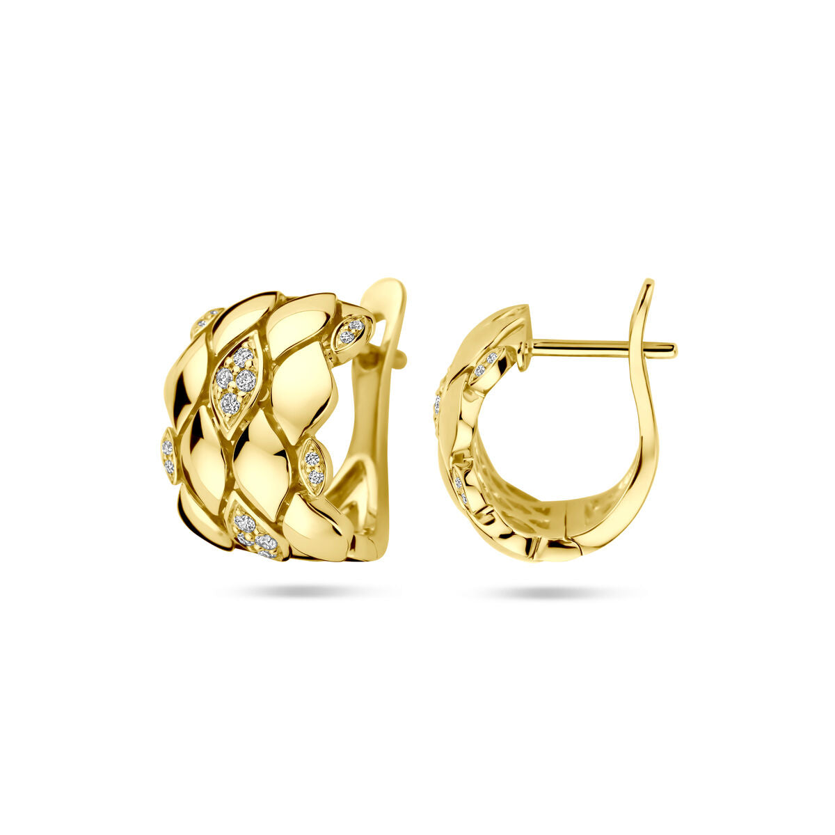 aros diamante 0.16ct (2x 0.08ct) h si 14 mm oro amarillo 14K