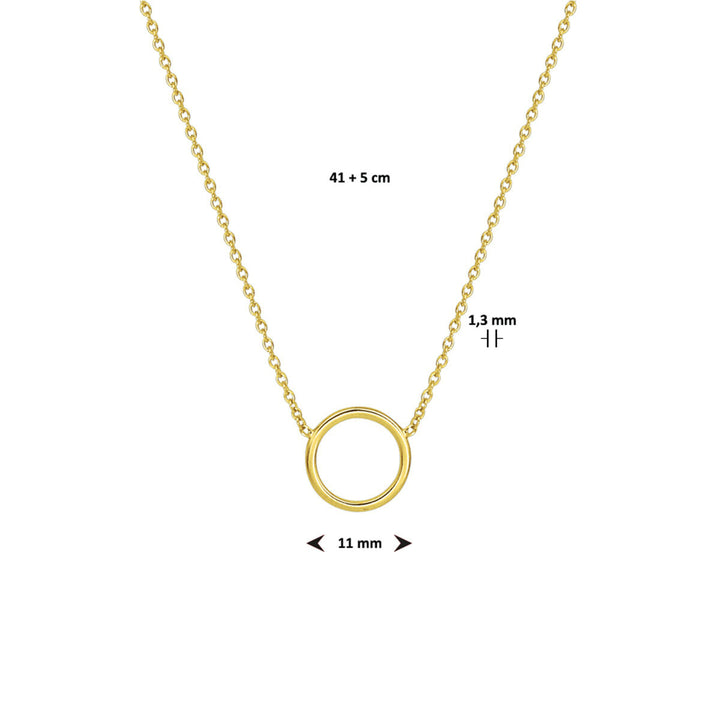 collier rondje 41 + 5 cm 3 micron zilver verguld (geel)