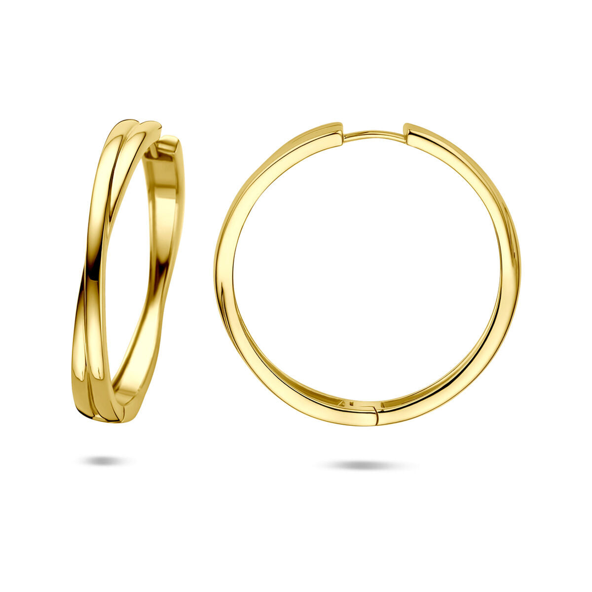Aros chapados en oro de plata de mujer – 40 x 5 mm