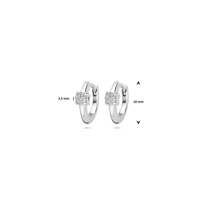 klapoorringen zirkonia 10 mm zilver gerhodineerd