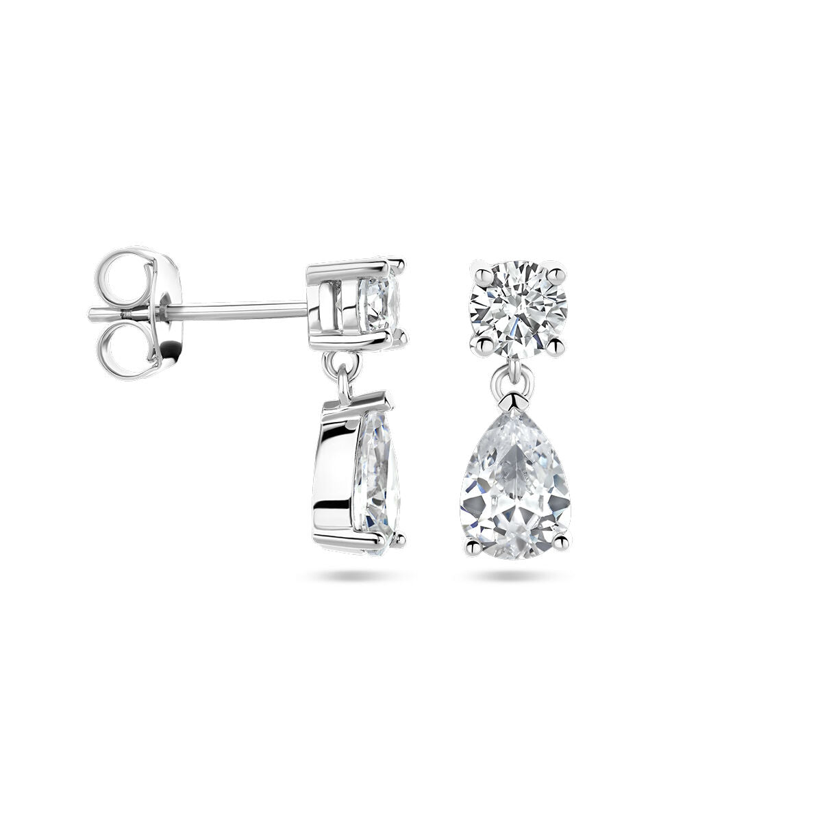 pendientes de zirconia plata rodiada