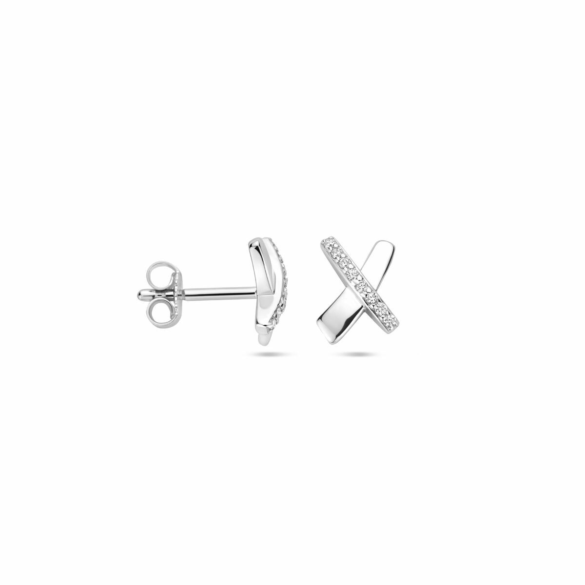 pendientes de botón circonita 9 mm plata rodiada