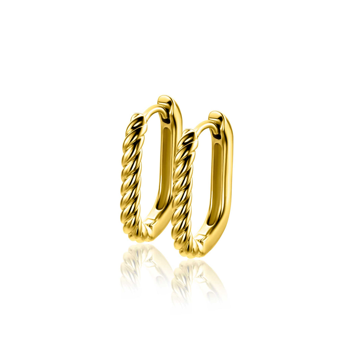 Pendientes de aro dorados con diseño trenzado.