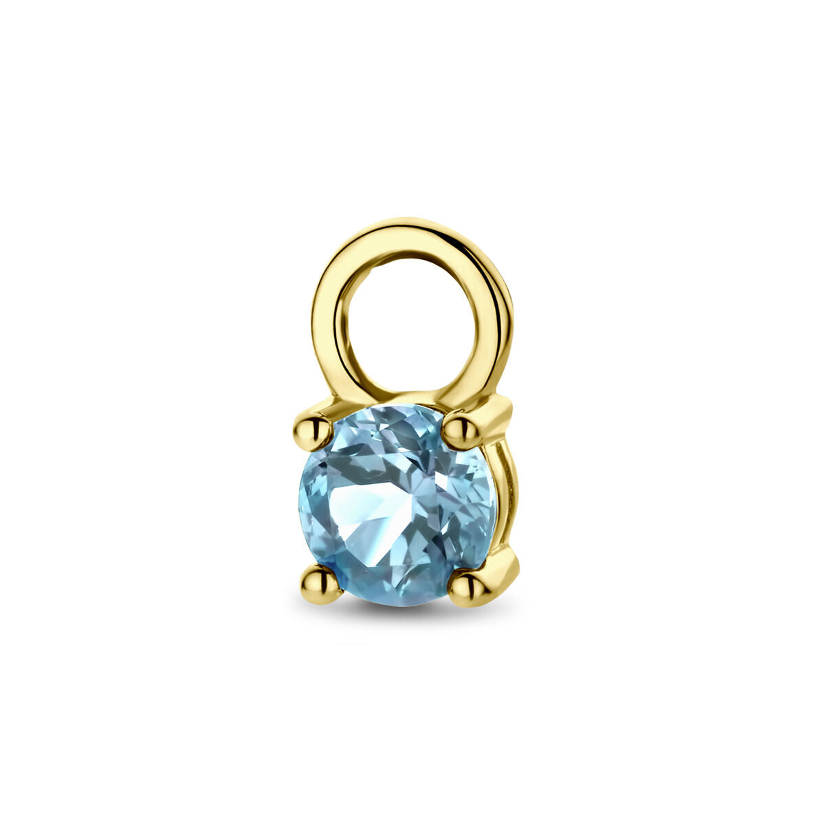 Colgante de topacio azul con engaste en oro amarillo de 14 quilates.