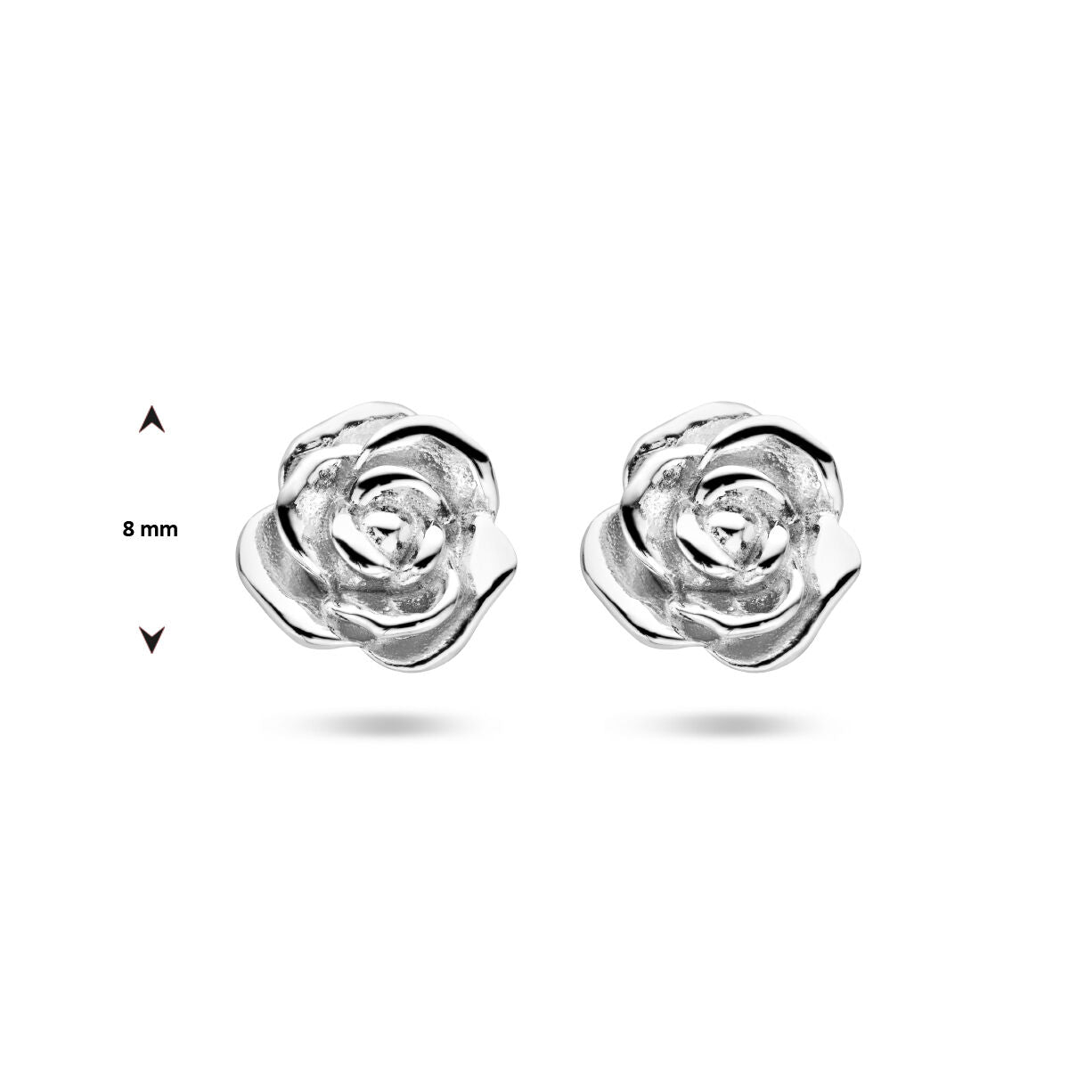 pendientes de botón rosa plata rodiado