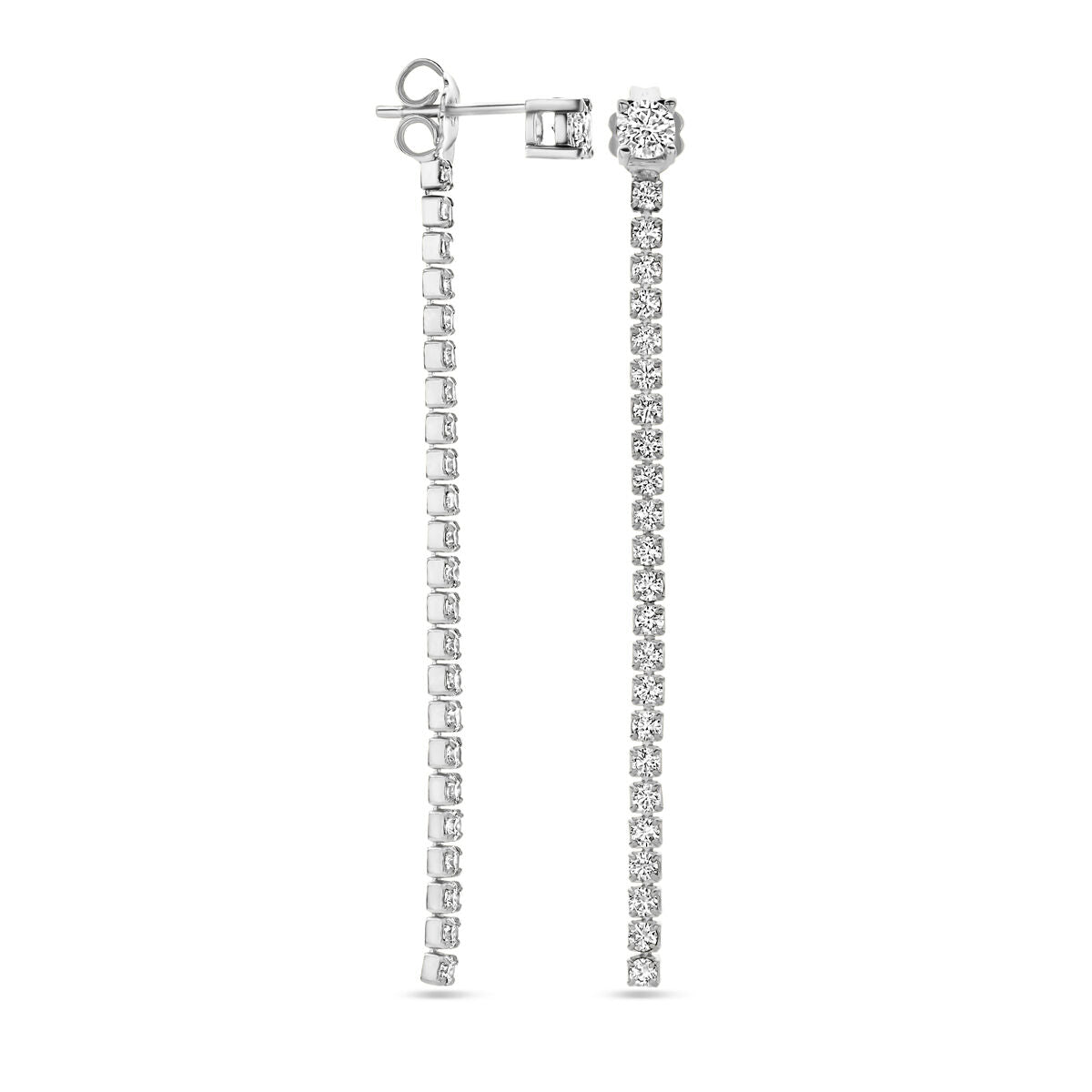 pendientes de zircón 55 mm plata rodiado