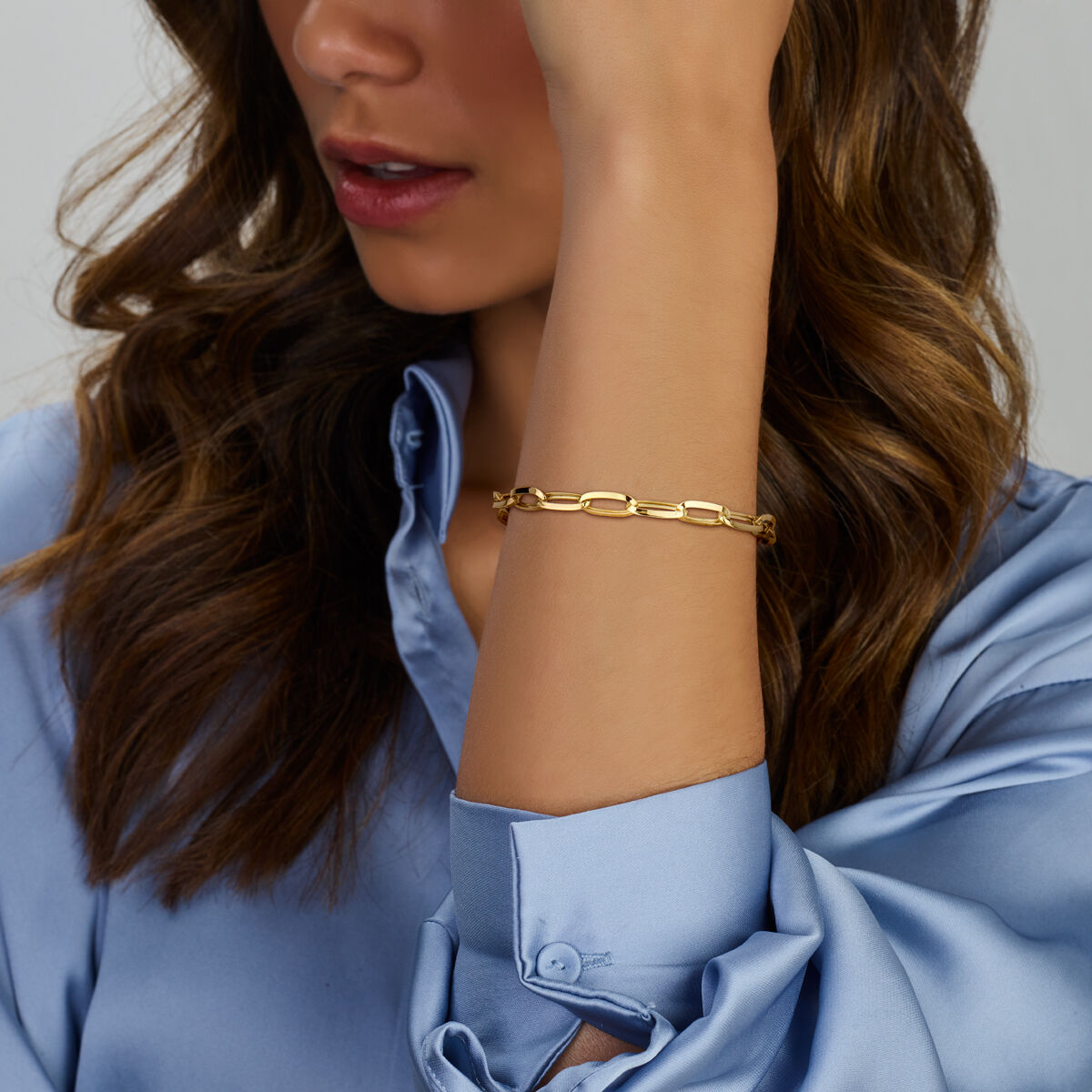 Pulsera de mujer de oro paperclip tubo afilado 14K
