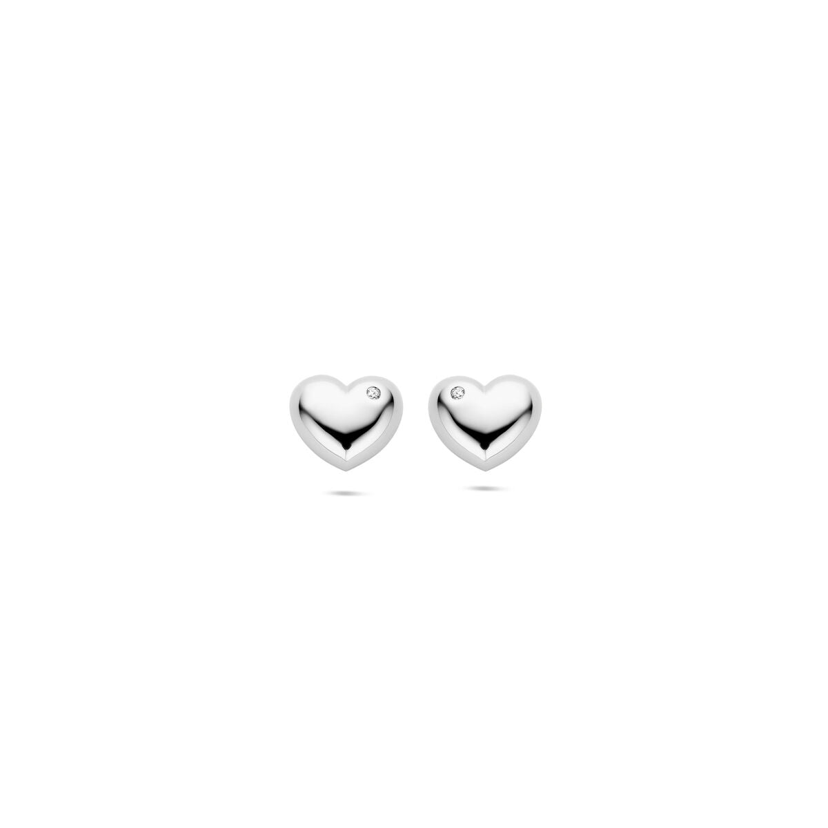 pendientes de botón corazón circonita 9,5 mm plata rodiada