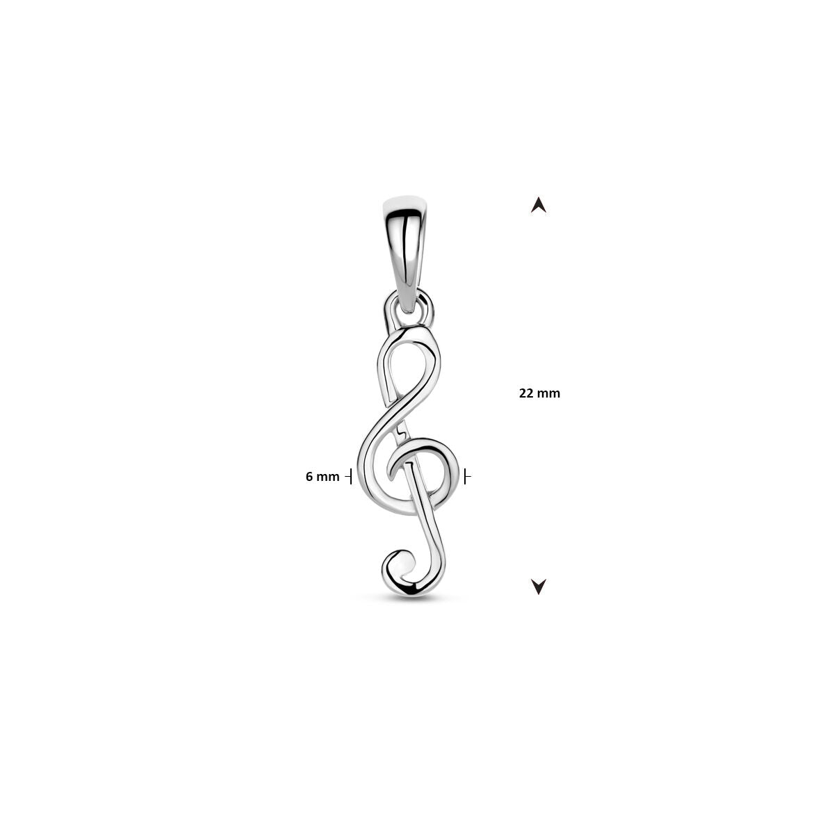 colgante nota musical 22 mm plata rodiada