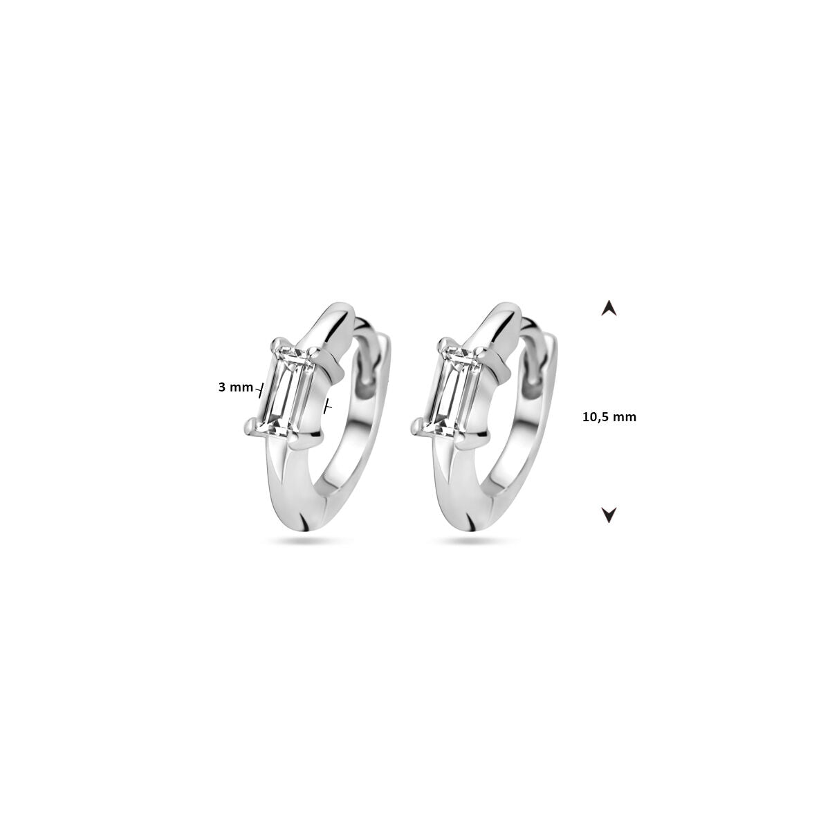 aros de zirconia 10,5 mm plata rodiado