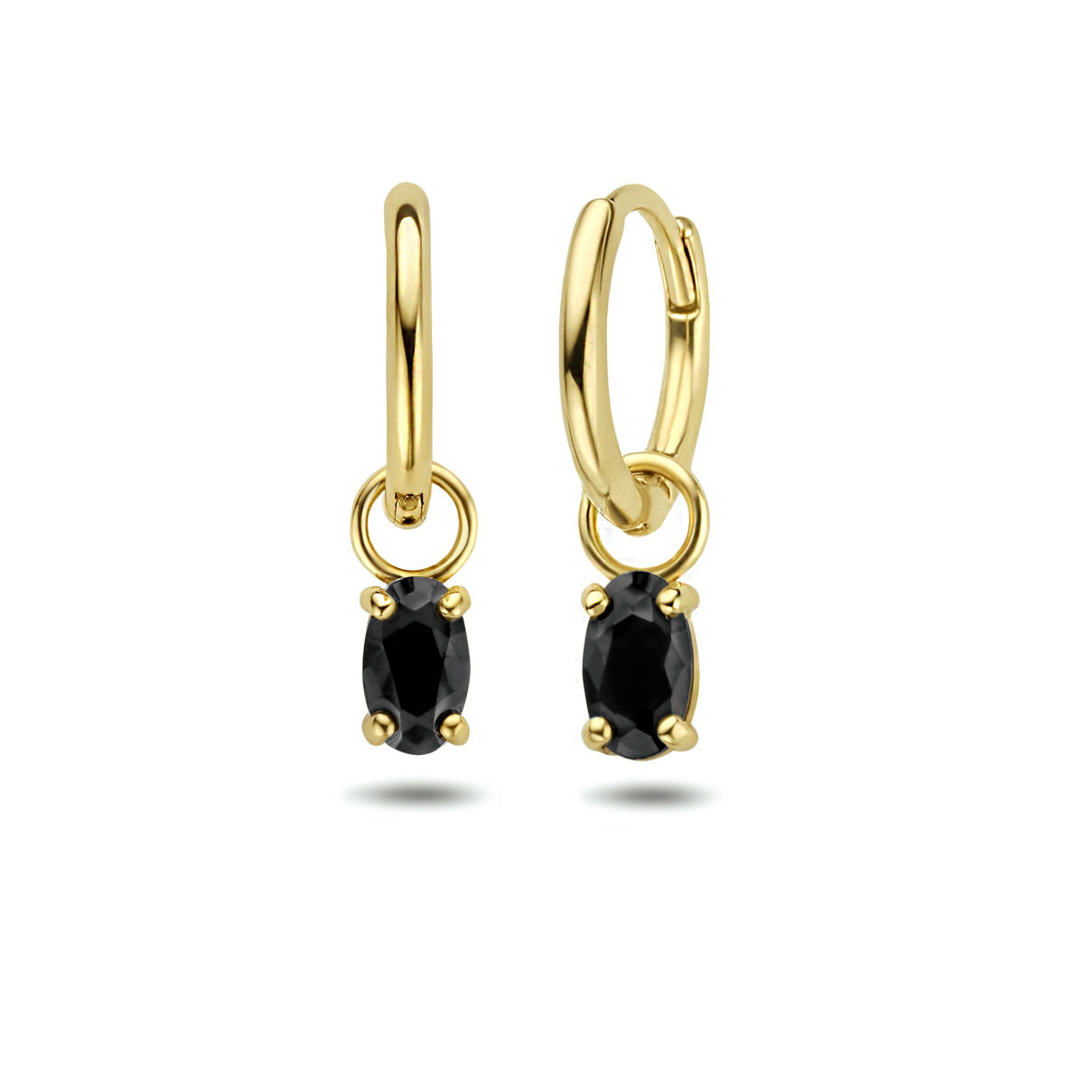 aros negro zirconia 14K oro amarillo