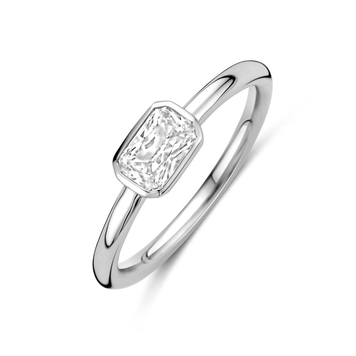 anillo de zirconia plata rodiada