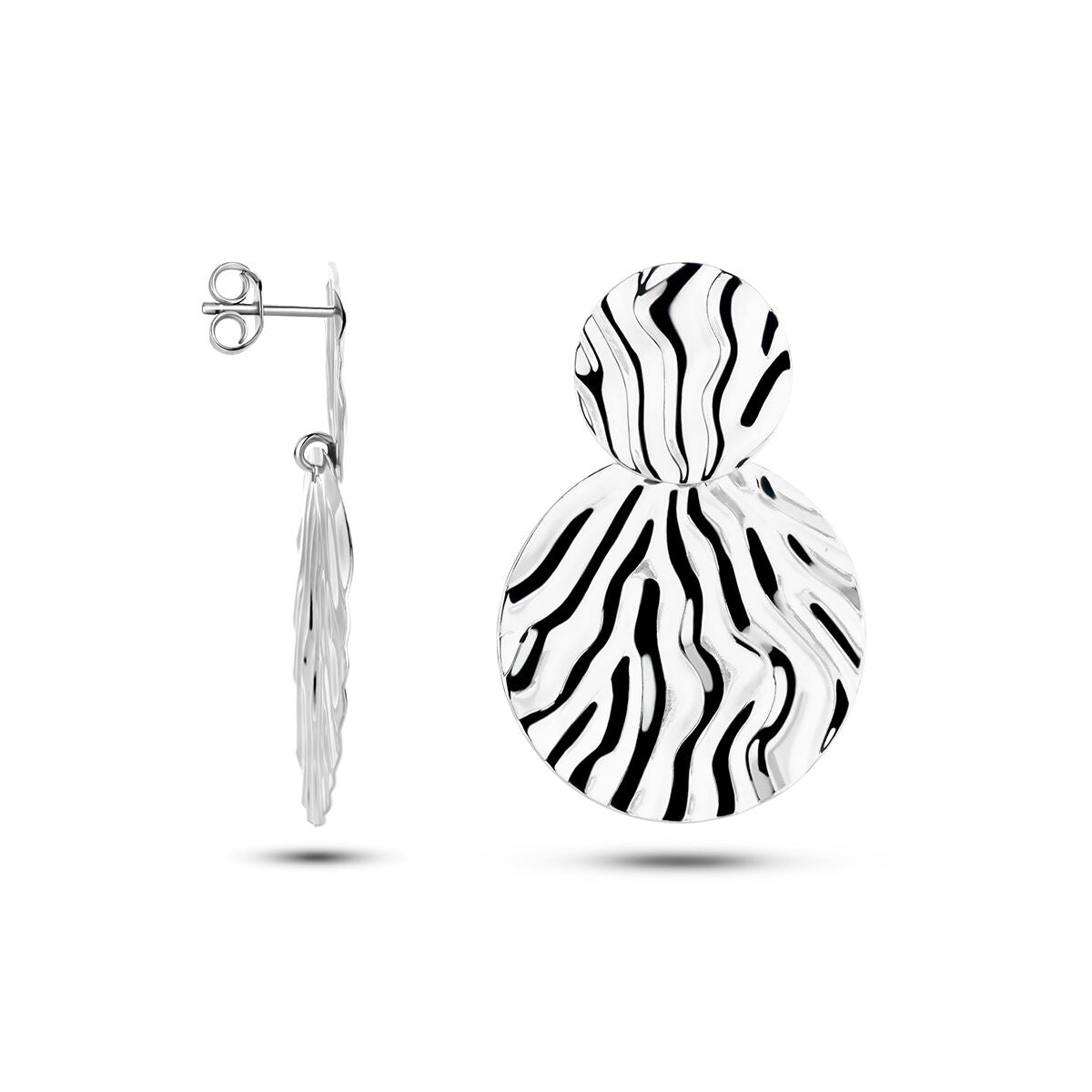 pendientes de relieve plata rodiada