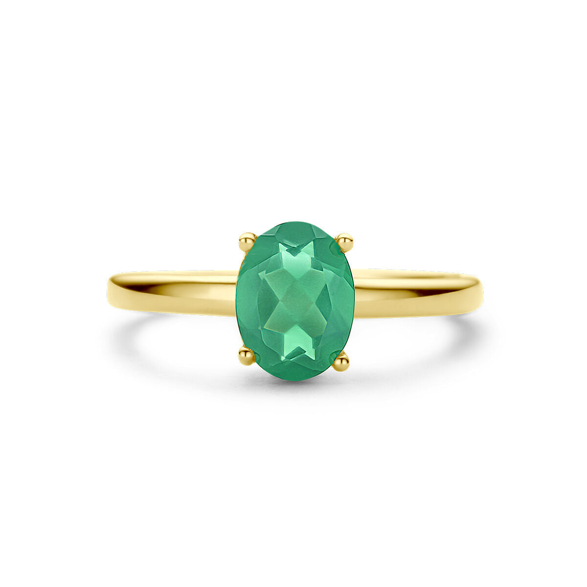anillo de ágata verde 14K oro amarillo
