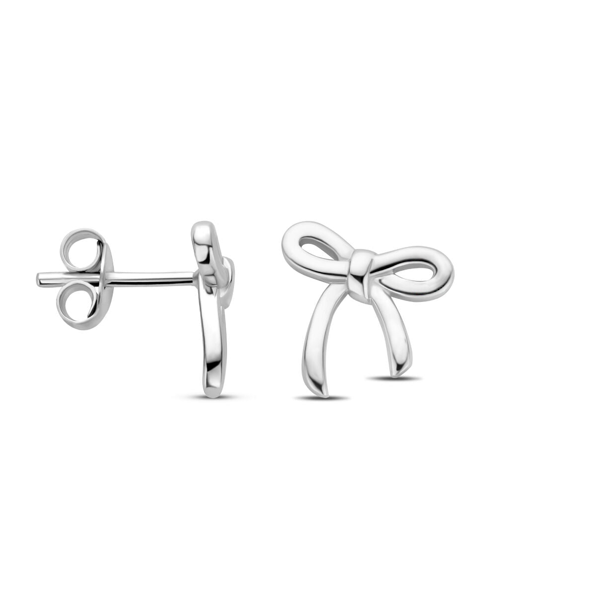 pendientes de botón lazo 10 mm plata rodiado