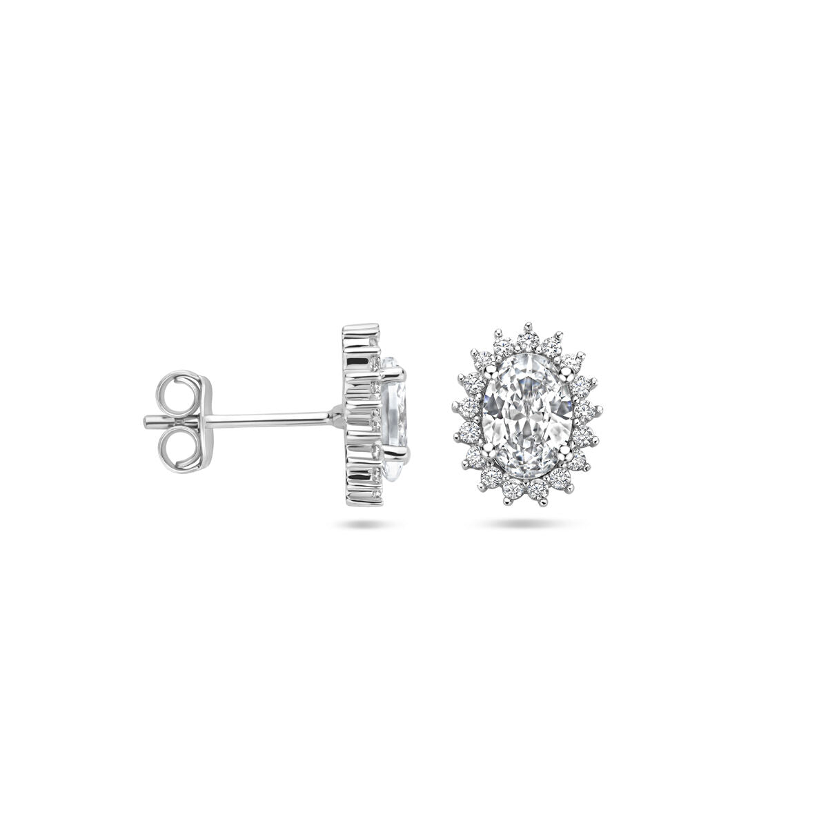 pendientes de botón de zirconia 10,5 mm plata rodiada