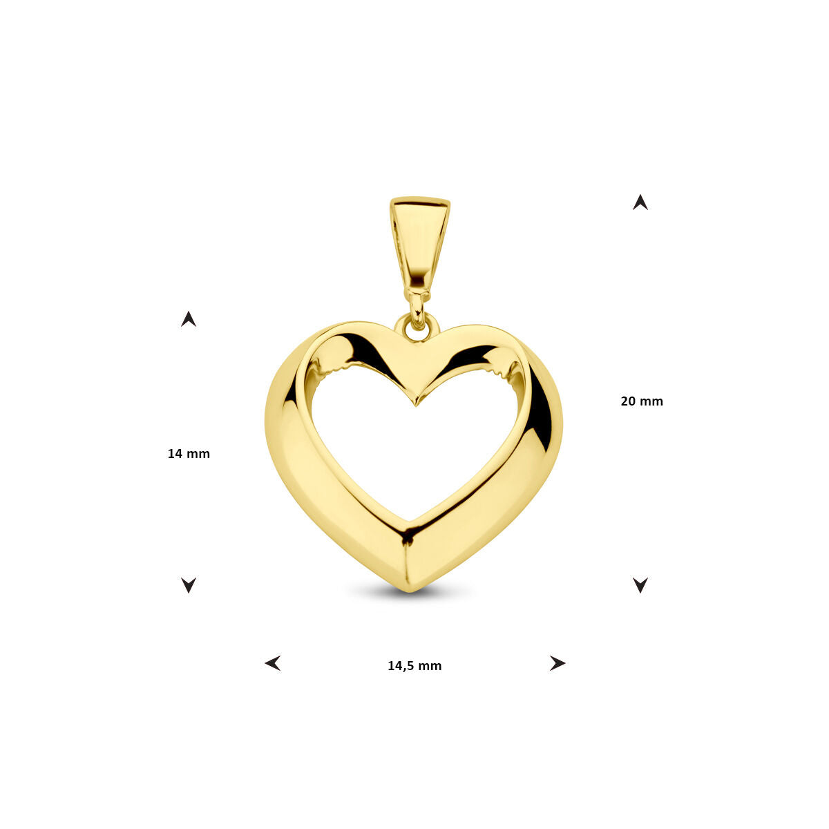colgante corazón 14K oro amarillo