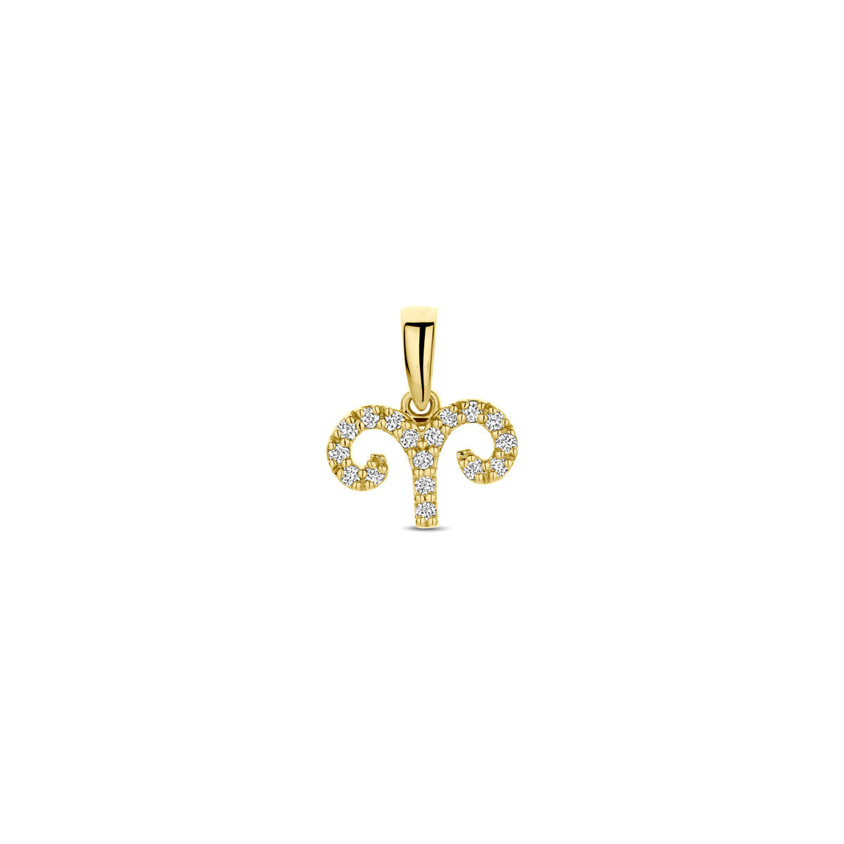 Colgante de signo zodiacal en oro amarillo de 14K con diamantes H SI.