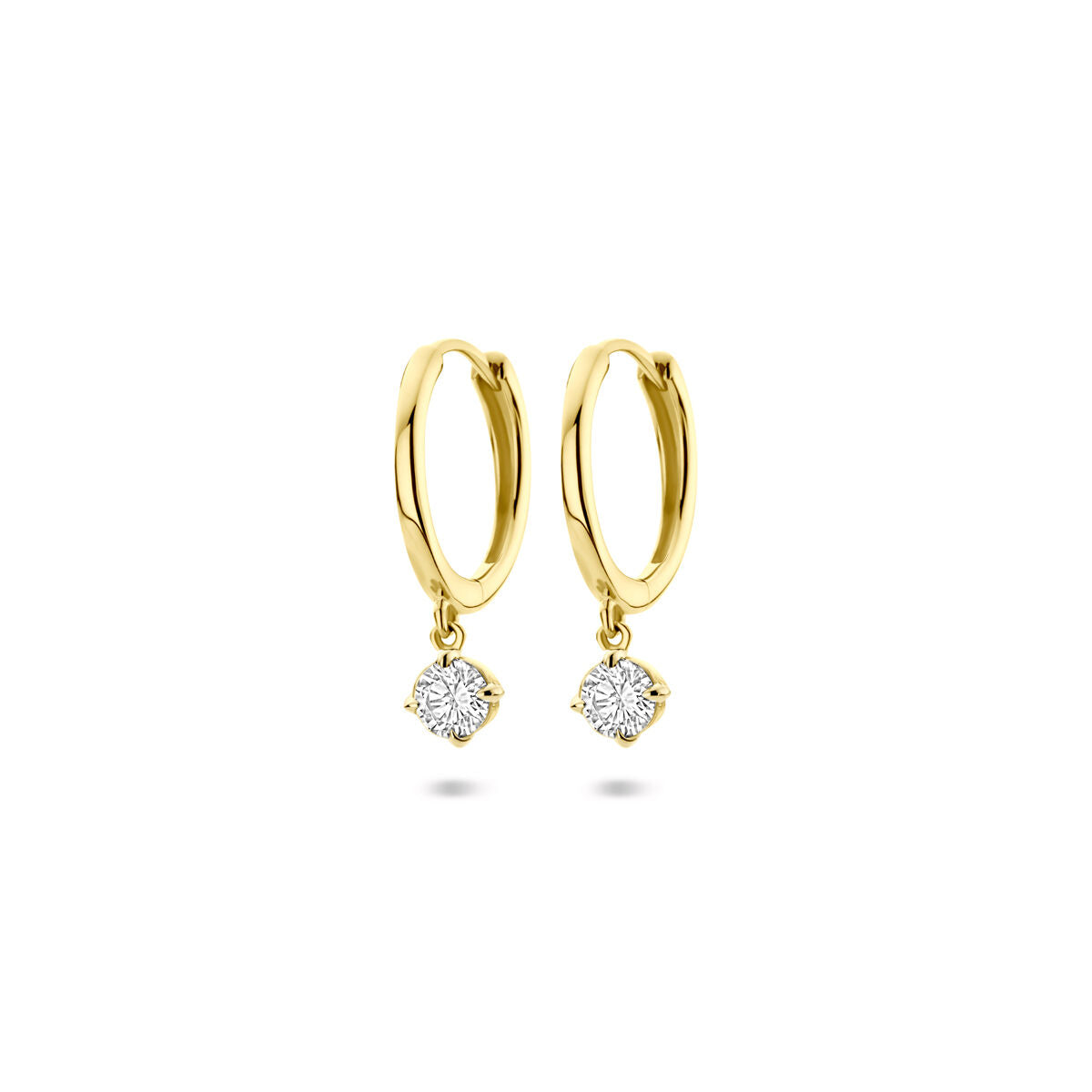 Pendientes de aro en oro amarillo de 14K con diamantes lab-grown de 0.25 ct (2x 0.125 ct) colgantes.