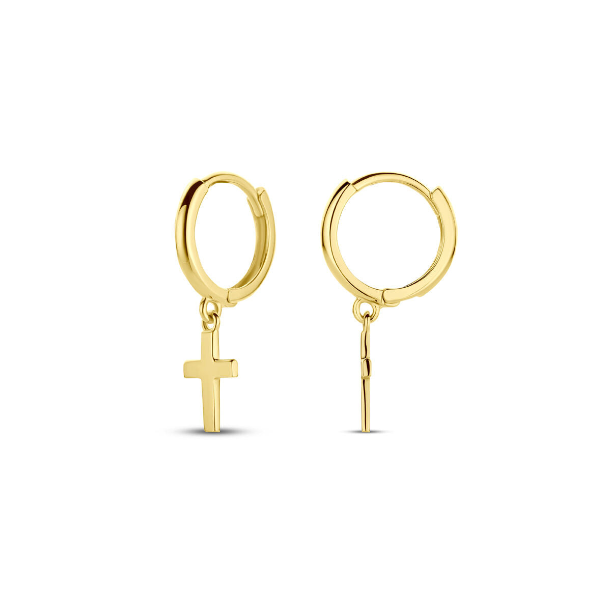 aros con cruz en oro amarillo de 14K
