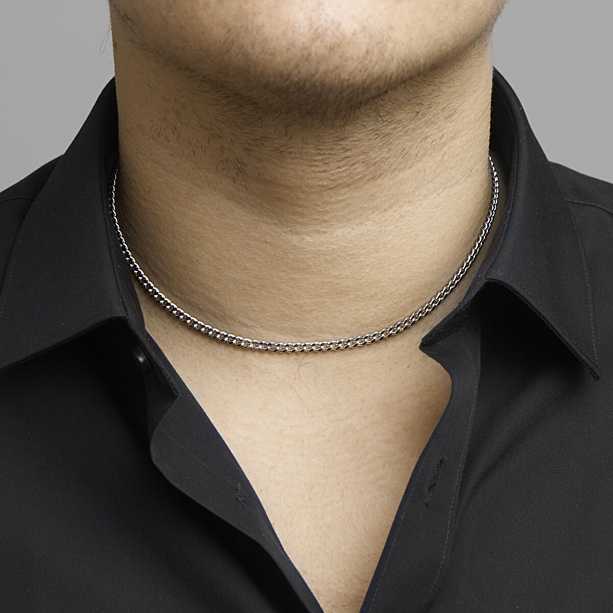 collar de gourmette tallada 4,3 mm de acero inoxidable