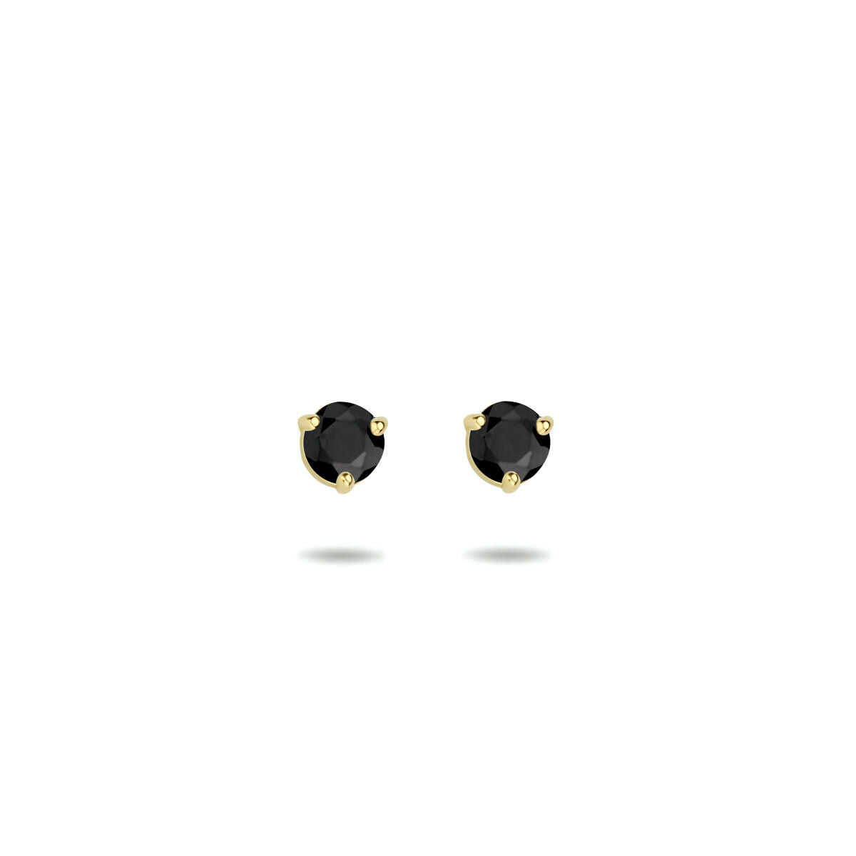 Pendientes de zircón negro en oro amarillo de 14K con diseño de botón.