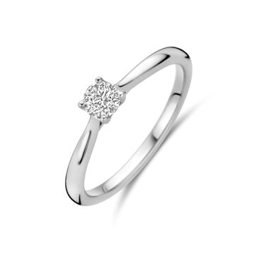 Anillo de oro blanco de 14K con diamante lab-grown de 0.25 ct en forma de brillante.