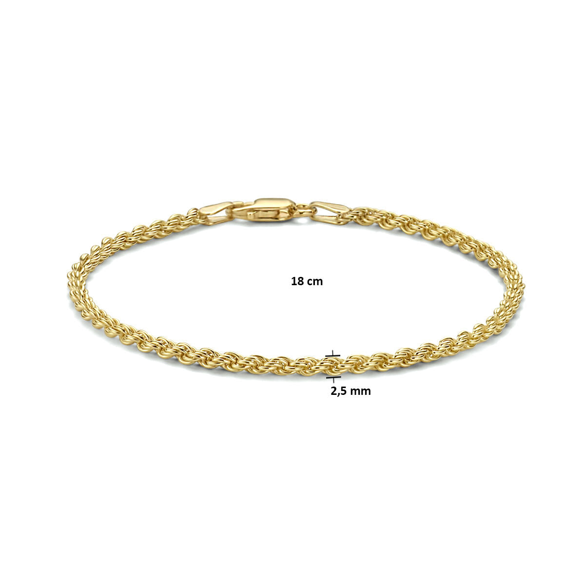 cordón 2,5 mm 3 micrones plata chapado en oro (amarillo)