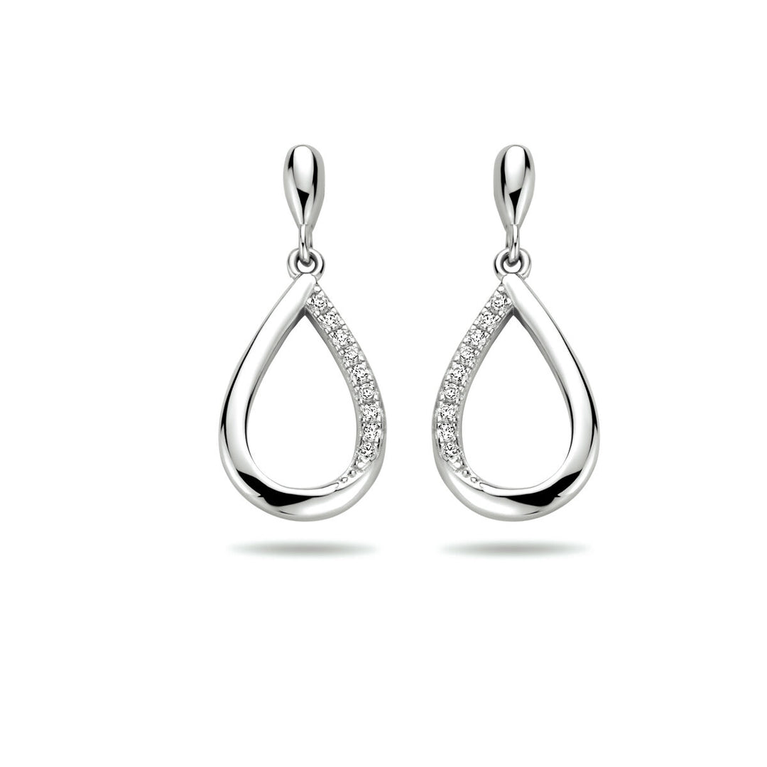 oorhangers druppel zirkonia zilver gerhodineerd