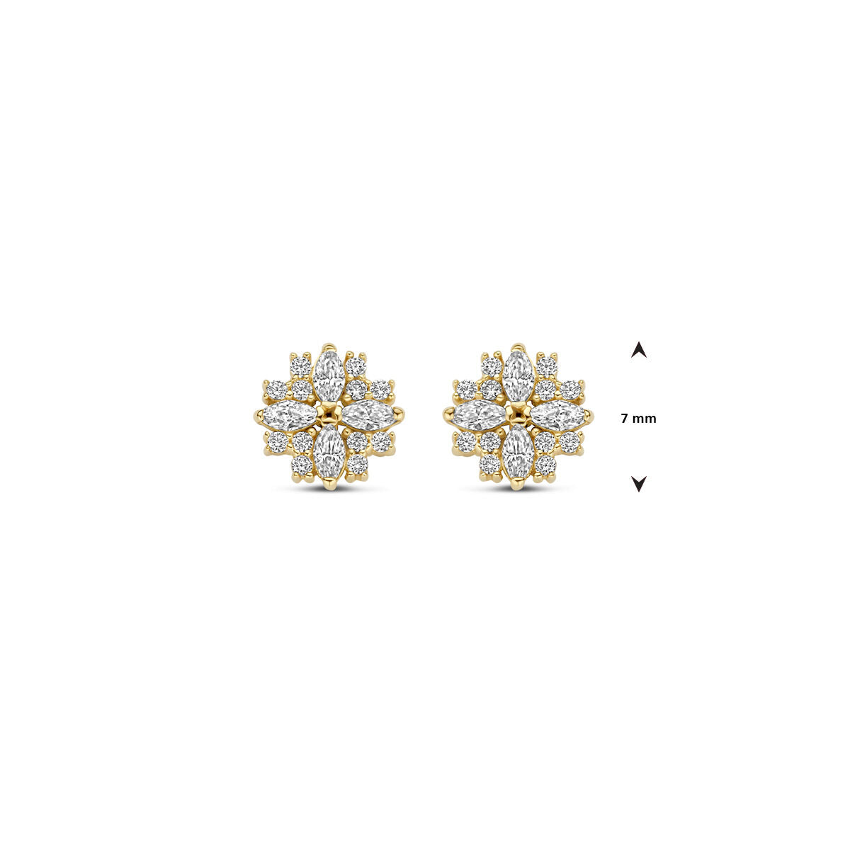 pendientes de botón zirconia 7 mm 14K oro amarillo
