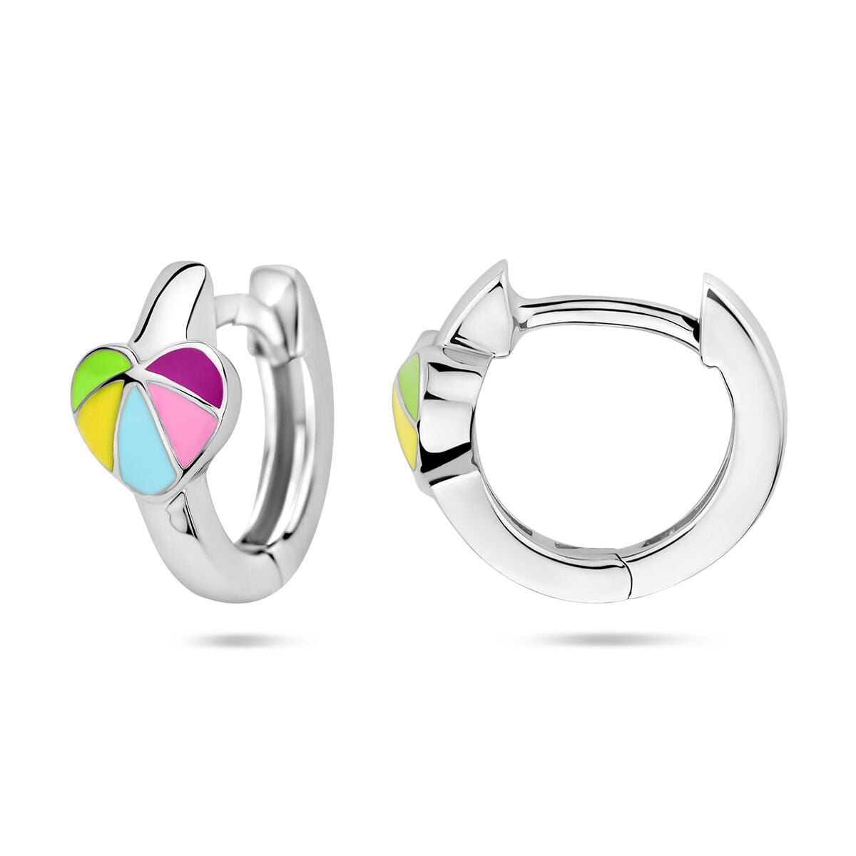 aros corazón plata rodiado