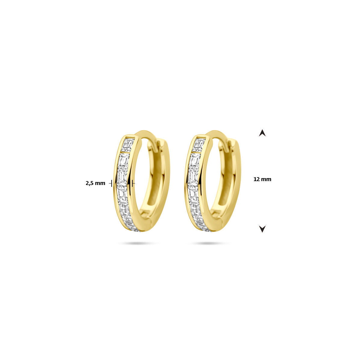 aros de zirconia 12 mm 1 micrón plata chapado en oro amarillo