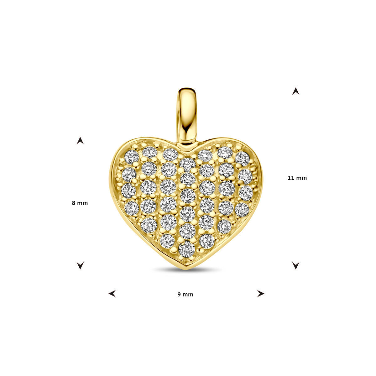 colgante corazón y diamante h si 14K oro amarillo