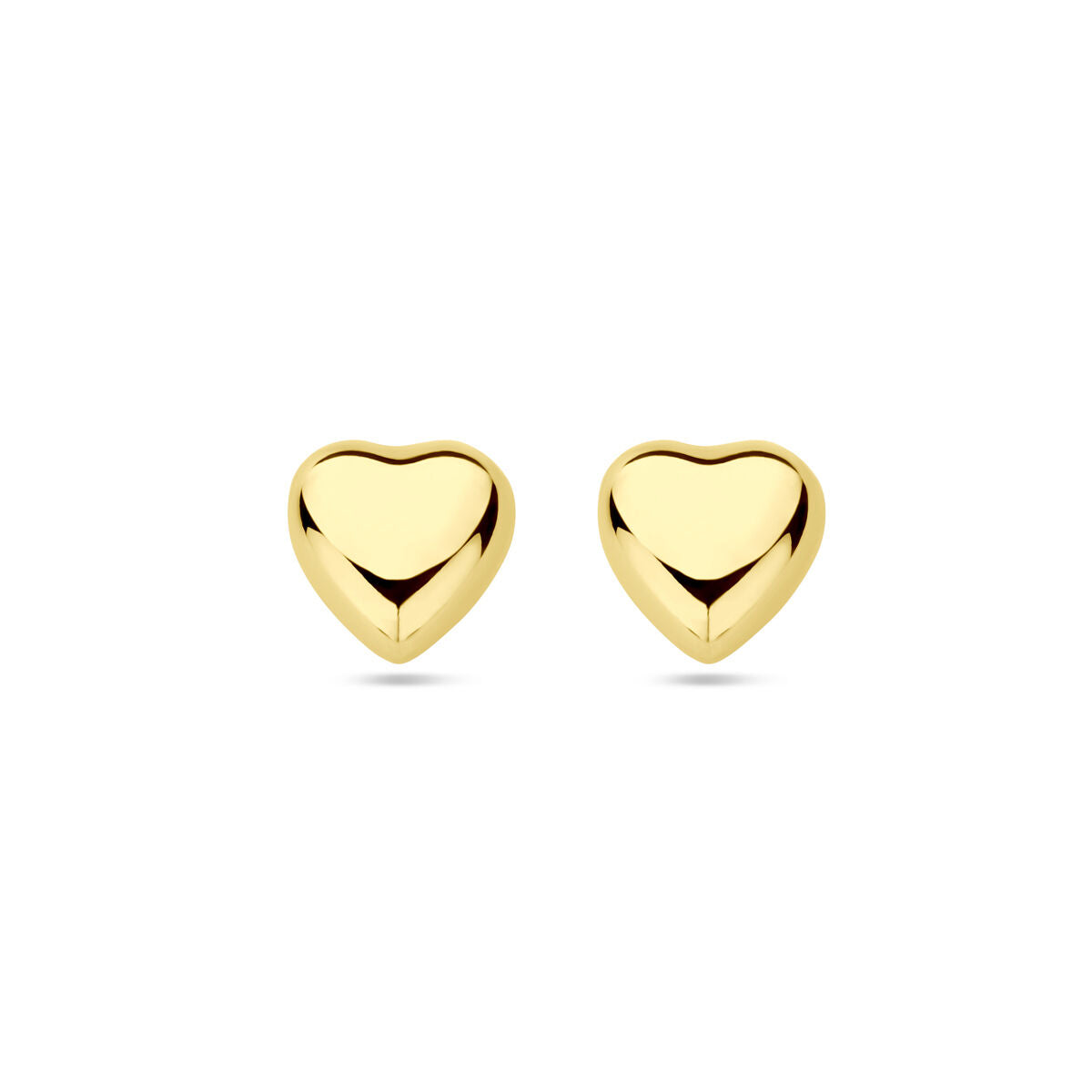 Pendientes de corazón en oro amarillo de 14 quilates.