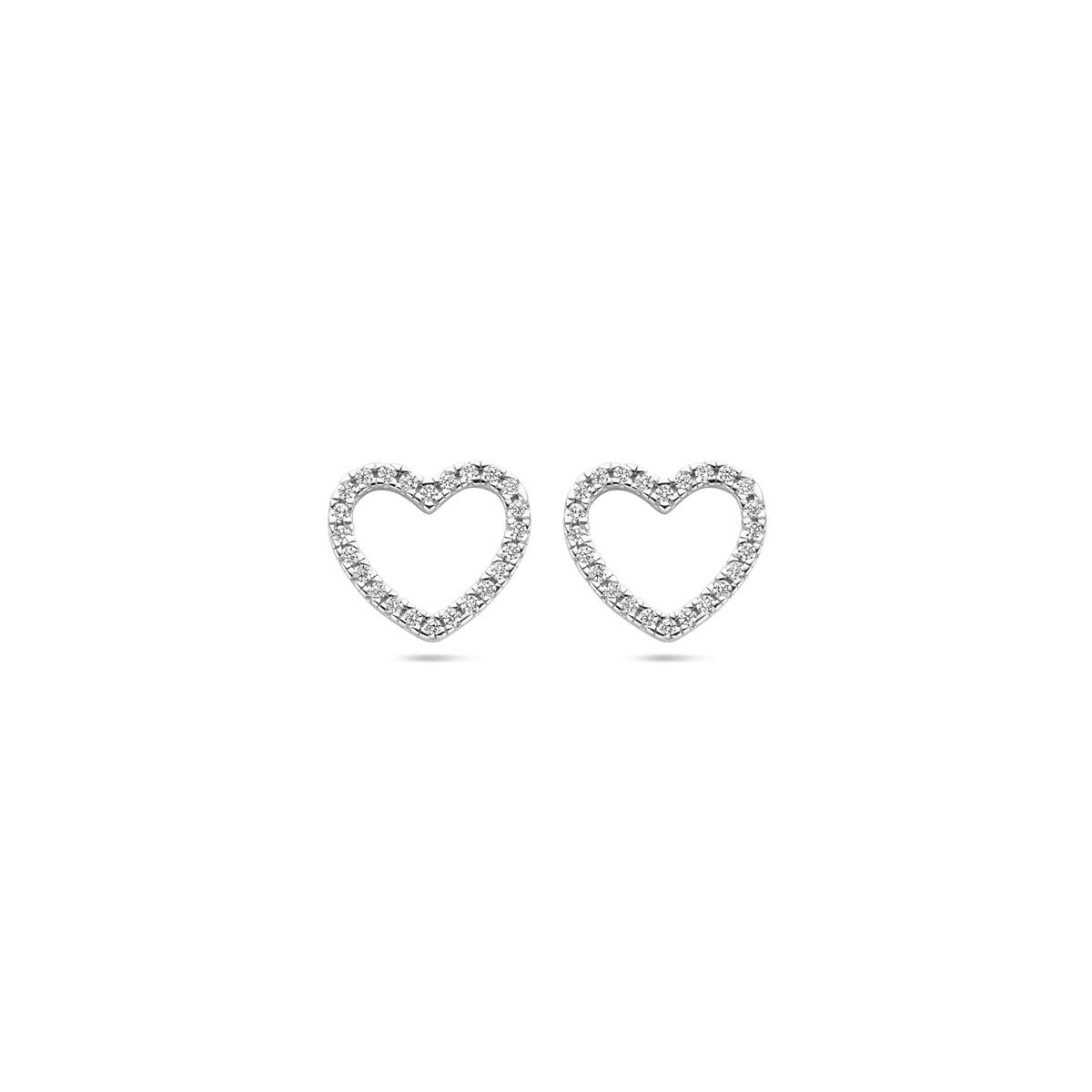 pendientes de botón corazón circonita 10 mm plata rodiada